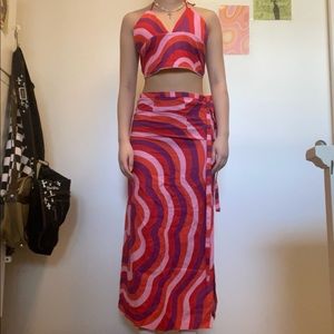 Y2k set halter top and maxi skirt beach and summer